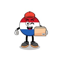 netherlands flag mascot cartoon as an courier