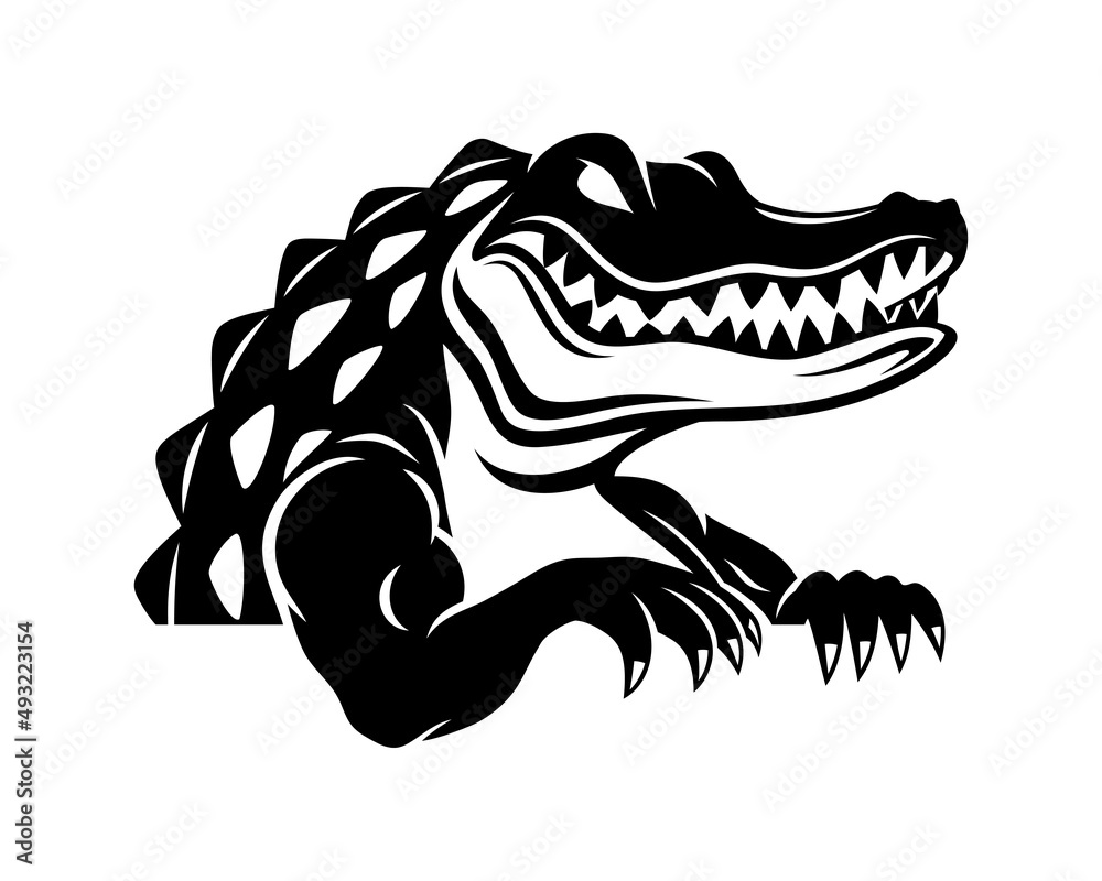 Canvas Prints black icon crocodile alligator on white background.