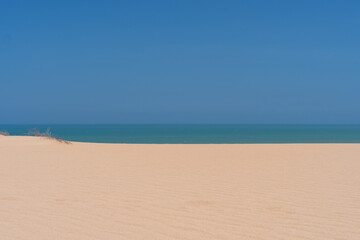 Fototapeta na wymiar Scenic View Of Landscape Against Clear Blue Sky. La Guajira, Colombia.