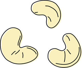 カシューナッツ3粒_線画ずらした塗り