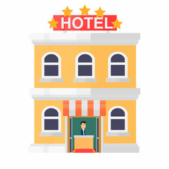 Hotel building. Five-star hotel, vector illustration