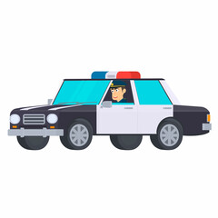 Traffic policeman. Policeman in a car, vector illustration