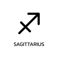 Sagittarius icon or sign. Zodiac, astrology, horoscope symbol. Vector illustration.