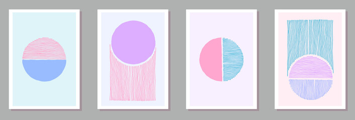 Painted contemporary posters vector collection.
