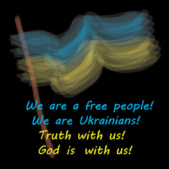 Poster in defense of Ukraine from war

Painting for protection against aggression with elements of the blue and yellow national flag of Ukraine with inscriptions in English