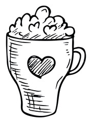 Cute milkshake illustration isolated on a white background. Simple cup clipart. Pretty drink doodle.