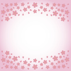 シンプルな桜のフレームのイラスト素材　背景　ピンク　上下