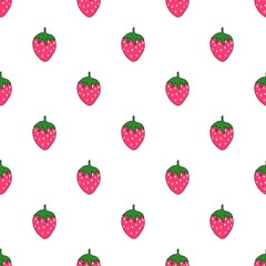 Strawberry abstract hand drawn seamless pattern on pink background for printing, textile or packaging design.
