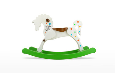 the horse is a wooden toy swinging made of wood painted with environmental paint a beautiful and...