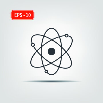 Icon for use in web applications, mobile applications and print media. EPS-10. Vector image. Atom icon, symbol, sign.