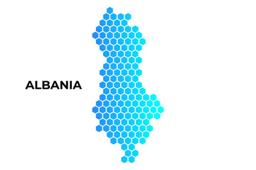 Albania map digital hexagon shape on white background vector illustration
