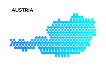 Obraz premium Austria map digital hexagon shape on white background vector illustration