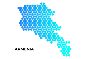 Fototapeta premium Armenia map digital hexagon shape on white background vector illustration