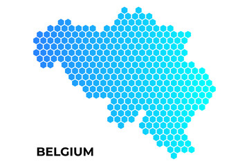 Fototapeta premium Belgium map digital hexagon shape on white background vector illustration