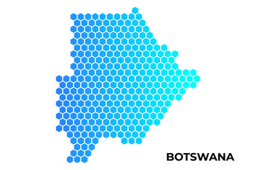 Botswana map digital hexagon shape on white background vector illustration