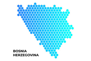 Bosnia and Herzegovina map digital hexagon shape on white background vector illustration