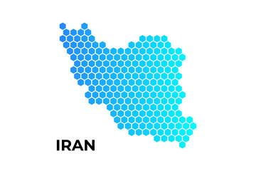 Iran map digital hexagon shape on white background vector illustration