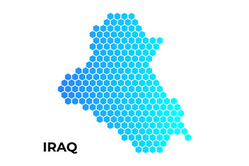 Fototapeta premium Iraq map digital hexagon shape on white background vector illustration