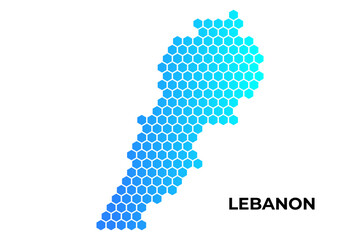 Lebanon map digital hexagon shape on white background vector illustration