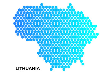 Fototapeta na wymiar Lithuania map digital hexagon shape on white background vector illustration