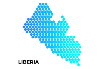 Fototapeta na wymiar Liberia map digital hexagon shape on white background vector illustration
