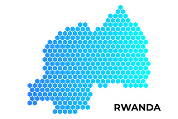 Obraz premium Rwanda map digital hexagon shape on white background vector illustration