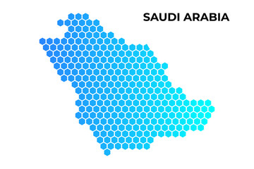 Saudi Arabia map digital hexagon shape on white background vector illustration