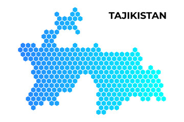 Tajikistan map digital hexagon shape on white background vector illustration