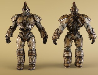 3d robot from front and from back