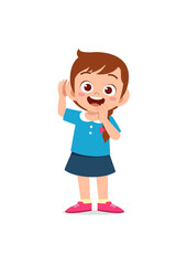 little girl standing and try to hear sound