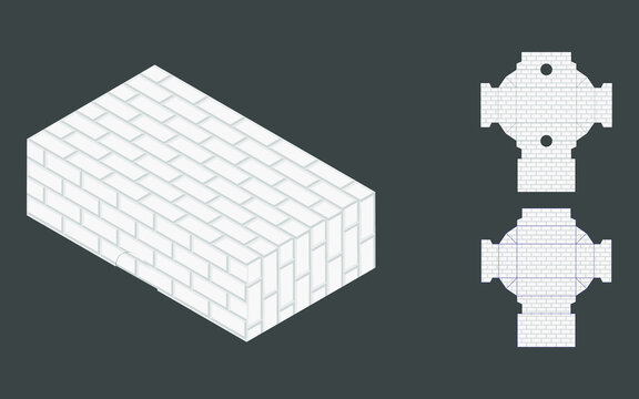 Brick wall seamless Box template brick wall pattern, Texture brick wall box. Wall white brick texture.