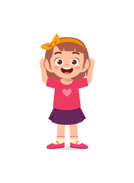 recommend clip art: little girl standing and try to hear sound