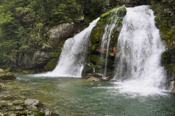 Virje Waterfall in the Julian Alps. Bovec, Slovenia