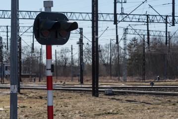 RAILWAY - Turnouts and signaling light on rilroad