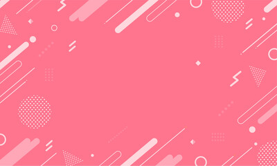 【ピンク】幾何学模様背景・メンフィスのフレームパターン素材	
