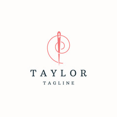 Fototapeta premium sewing needle and thread logo icon design template flat vector