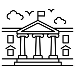 The White House facade Concept,  official residence and workplace of the president Vector Icon Design, American culture and traditions Symbol, United States Social Sign, US Arts and literature Stock