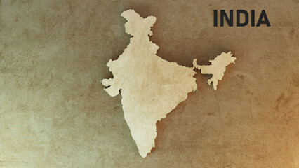 Indian Map 3d illustration with vintage texture pattern