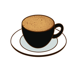 Hand drawn vector of Black coffee isolated on white color.