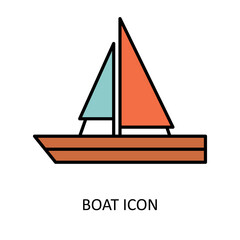 Vector illustration with sailboat. Linear drawing