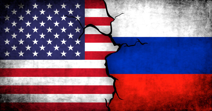 Russia and United States background. RU and USA relations. Conflict and war concept photo