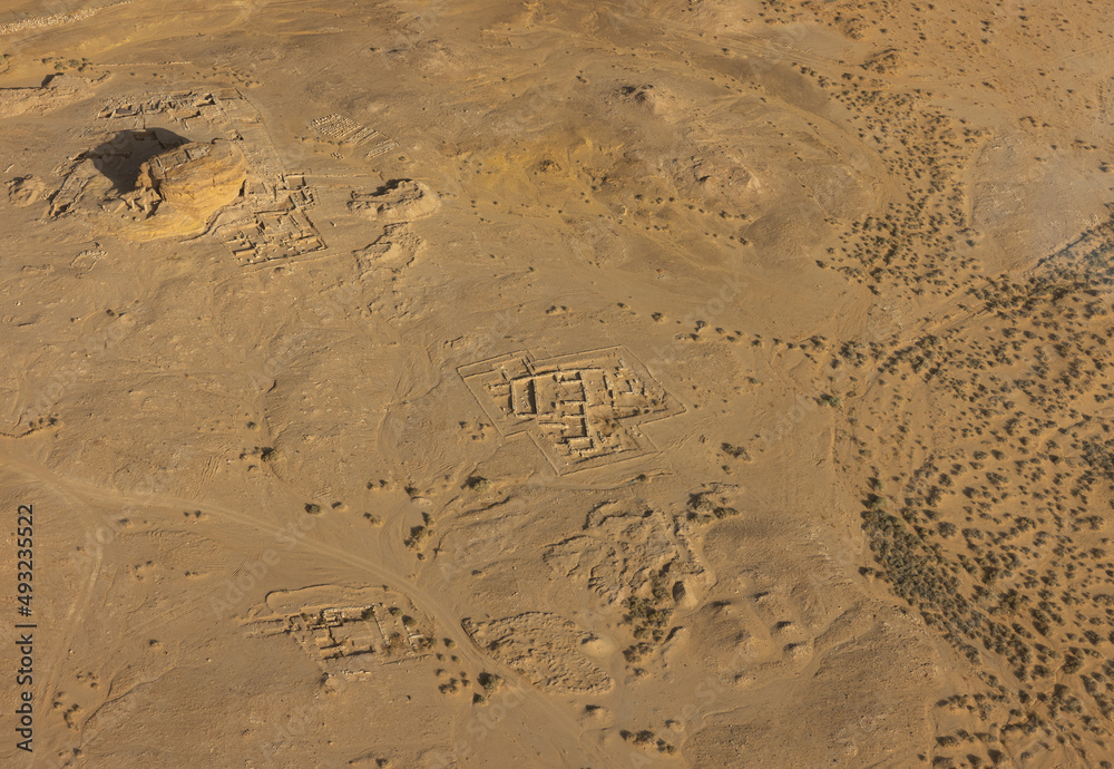Wall mural aerial views of an excavation site in the desert oasis of al ula in the north west region of saudi a - Wall murals
