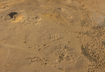 Aerial views of an excavation site in the desert oasis of Al Ula in the north west region of Saudi...