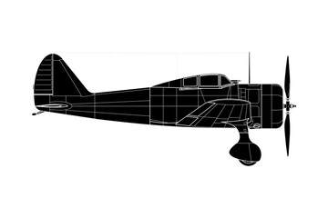 Vista lateral de avión de caza de la segunda guerra mundial Ki-27
