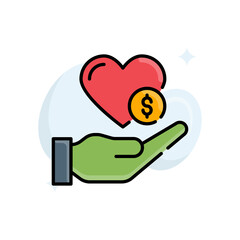 Philanthropy Vector Filled Outline Icon design illustration. EPS 10 File on White background