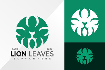 Nature Lion Leaves Logo Design Vector illustration template