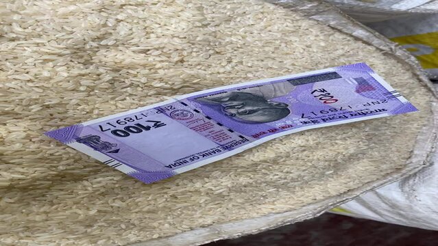 Currency of India. Flat vector illustration of Indian one hundred rupees. Close up shot of Indian 100 rupee kept in table.