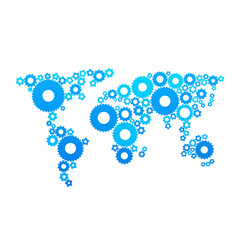 Gear world map vector illustration isolated on white background