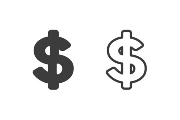 Money sign icon vector illustration glyph style design with 2 style icons black and white. Isolated on white background.