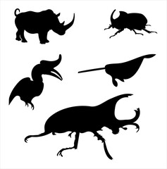 Wild animal silhouettes design,Rhino silhouettes design,Animal silhouettes design,